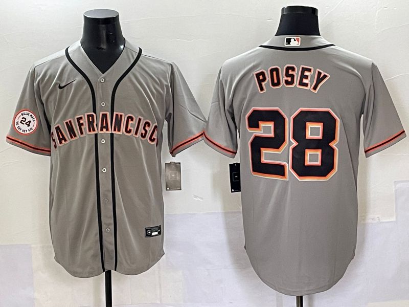 Men 2025 San Francisco Giants #28 Posey Grey Game Nike MLB Jersey style 42->san francisco giants->MLB Jersey